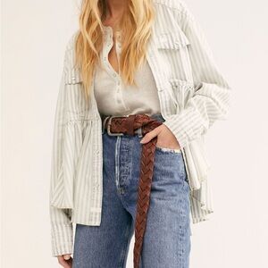 We The Free Dylan Striped Babydoll Railroad Top